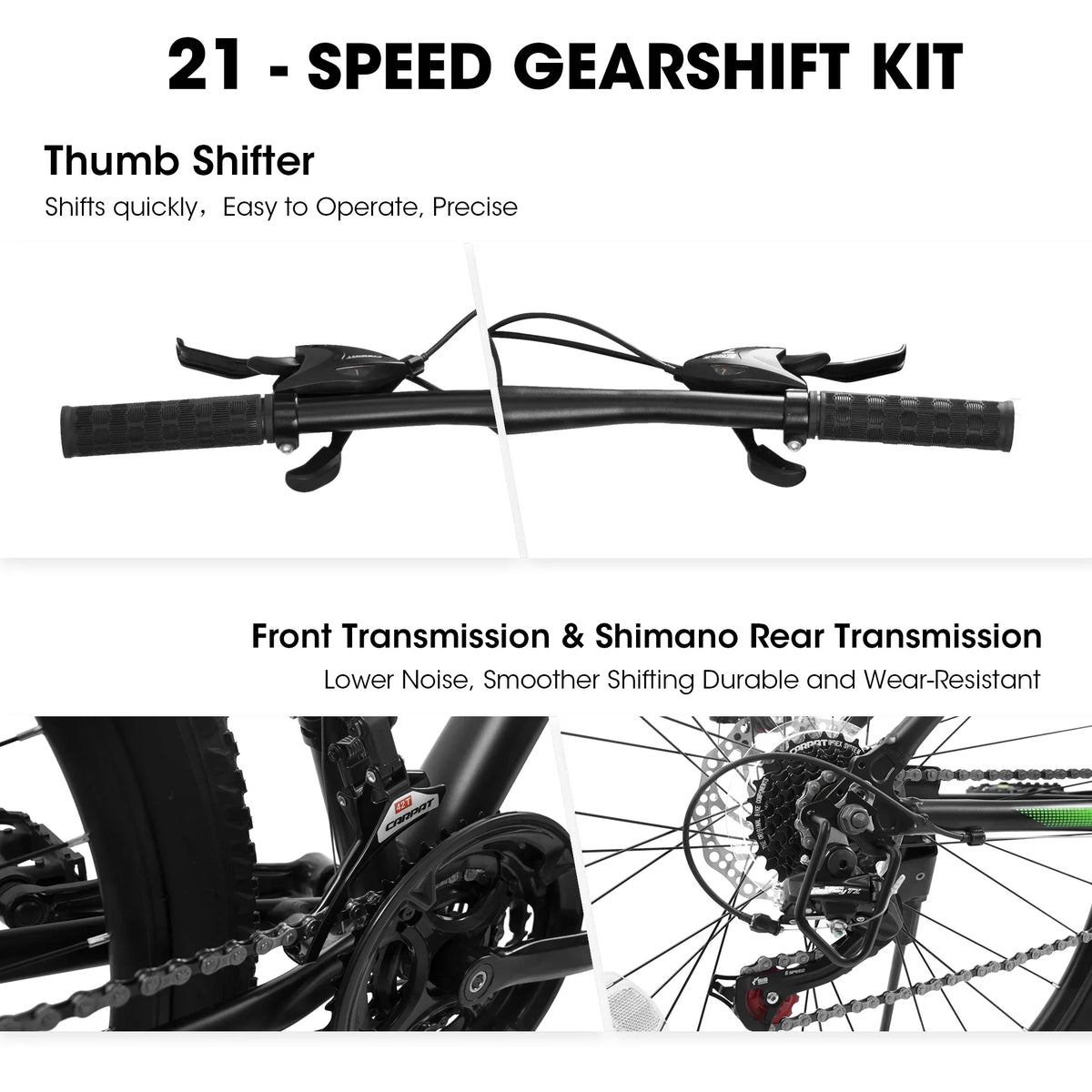 27" Mountain Bike, 21-Speed Dual Disc Brakes with Aluminum Frame �C Black