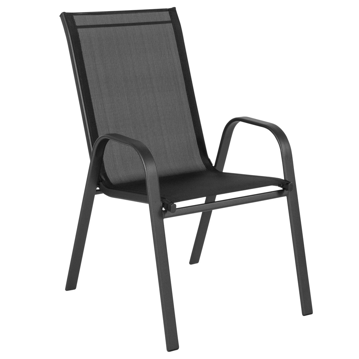 Flash Furniture Flash Furniture Brazos Series Outdoor Stackable Patio Chairs for Adults, Set of 4, Black