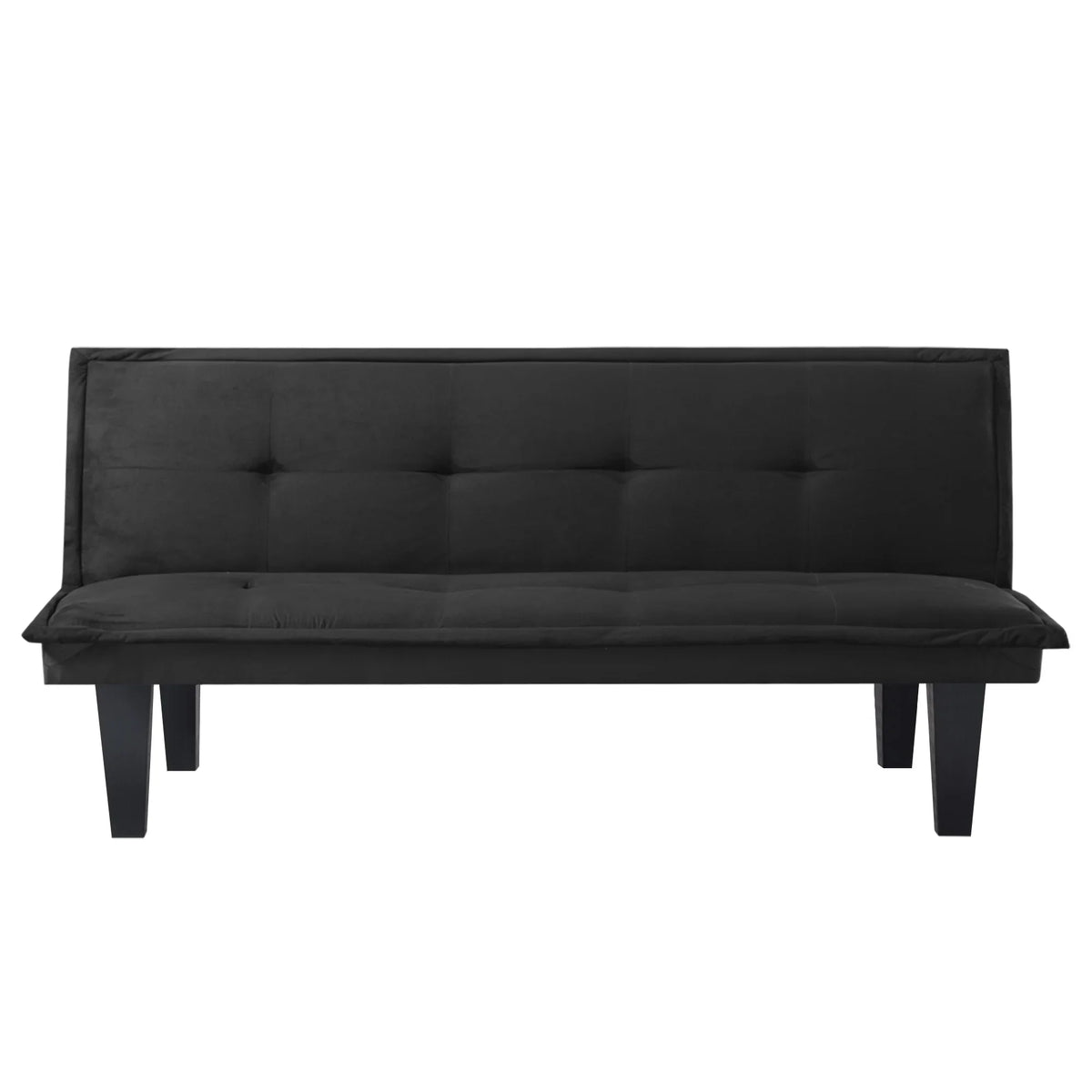 Black Futon Sofa Bed,Modern Faux Suede Convertible Sofa Bed with 3 Adjustable Backrest Angles,Loveseat Sleeper Couch for Living Room Apartment Furniture