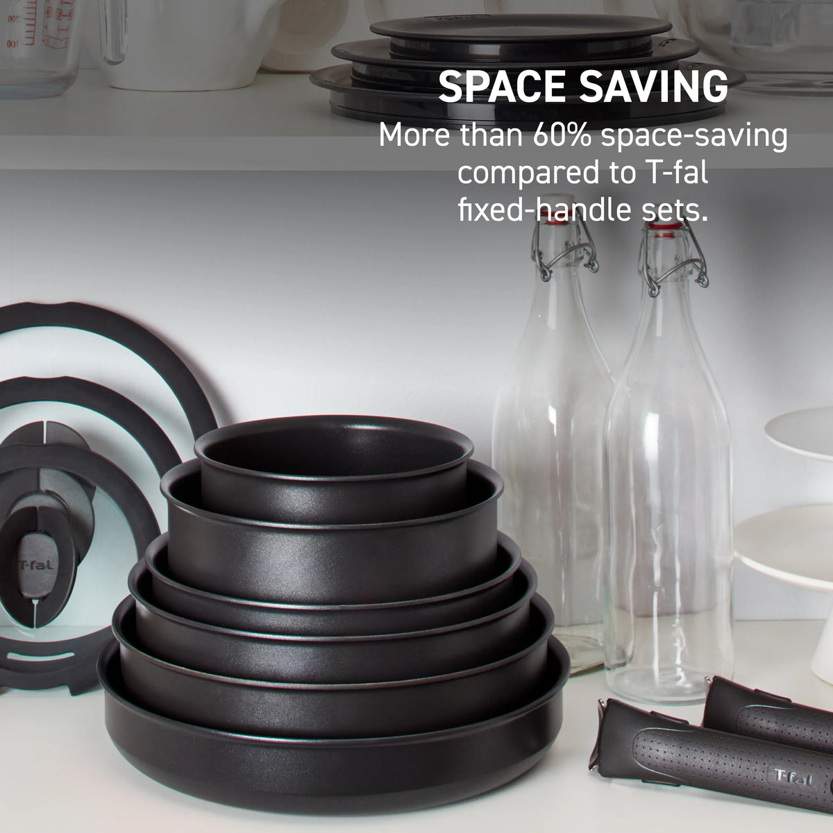 T-fal Ingenio Expertise Nonstick 14-Piece Cookware Set, Induction Oven Safe up to 500F, Detachable Handle, Onyx Black