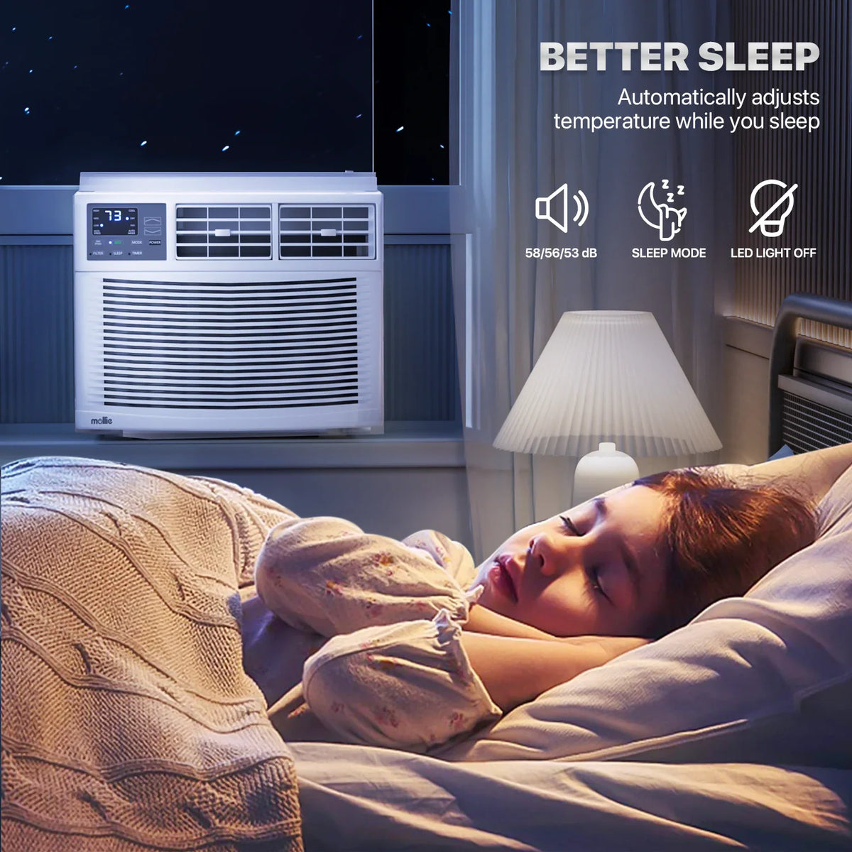 mollie 12,000 BTU 115V Window Air Conditioner, Cools Rooms up to 450 Sq.Ft., Window AC Unit with Remote Control, 24H-Timer and 3 Fan Speeds, White
