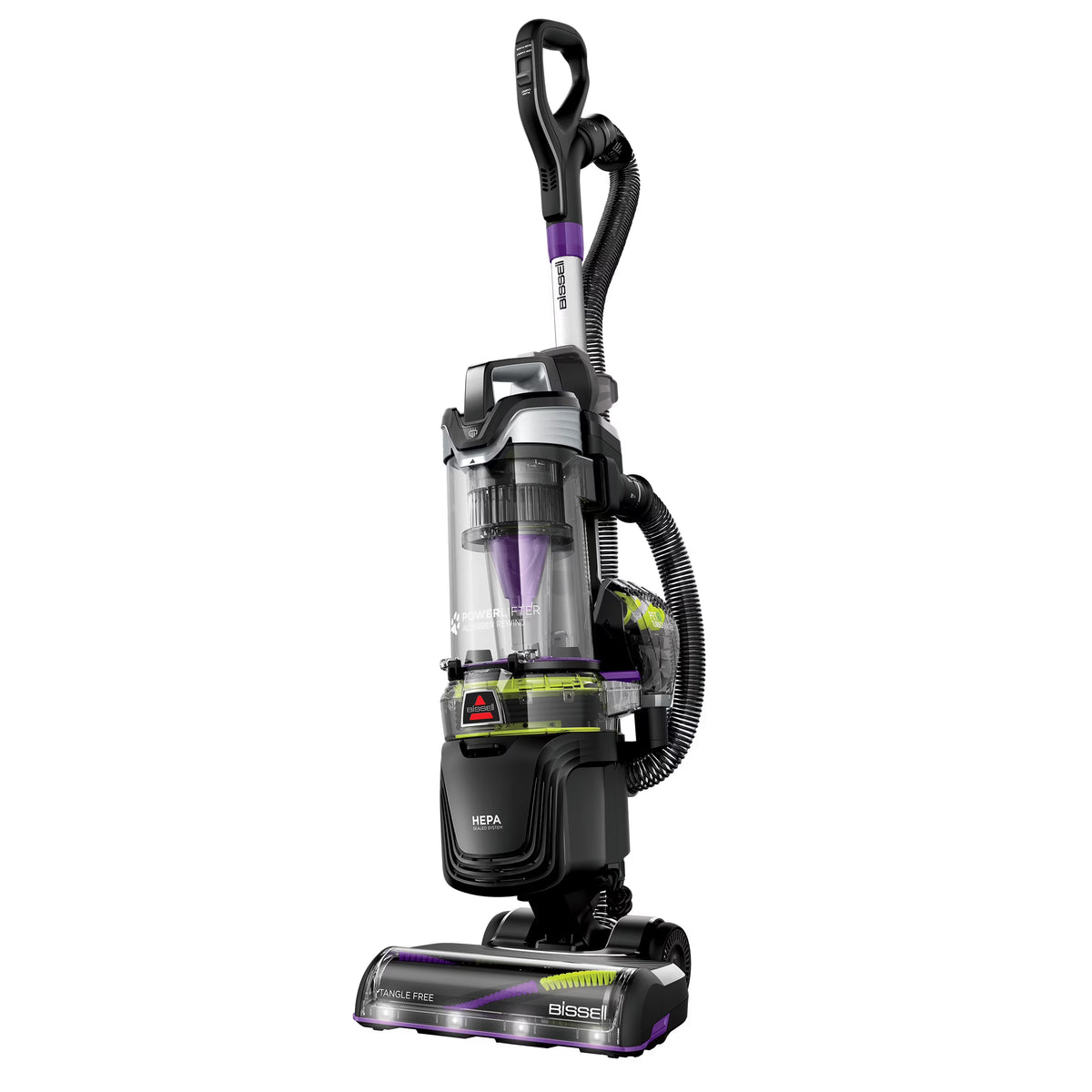BISSELL Upright Vacuum, PowerLifter Allergen Pet Rewind, Pet Friendly, Bagless, HEPA filter, with Tangle Free Brush Roll, Swivel Steering and LED Headlights, 3404, Black
