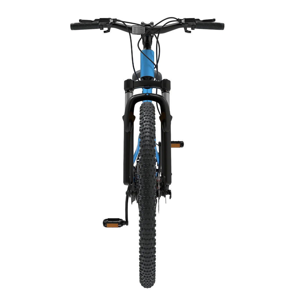 ModFusion 26-Inch Aluminum Alloy Mountain Bike, 21-Speed, Disc Brakes, Black with Brown Tires, 85% Assembled