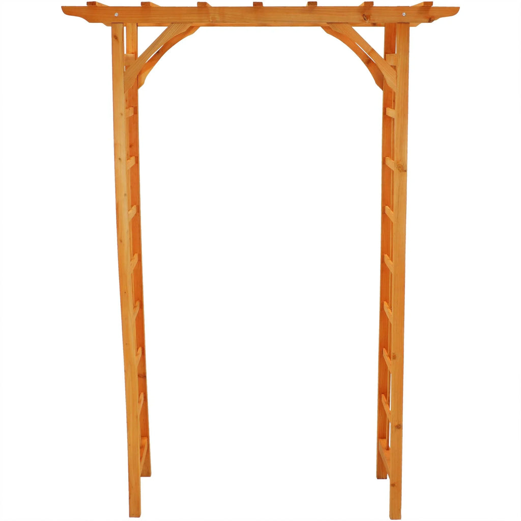 Sunnydaze 78.5" Brown Wooden Garden Arbor Walkway Wedding Arch, Weather-Resistant Finish