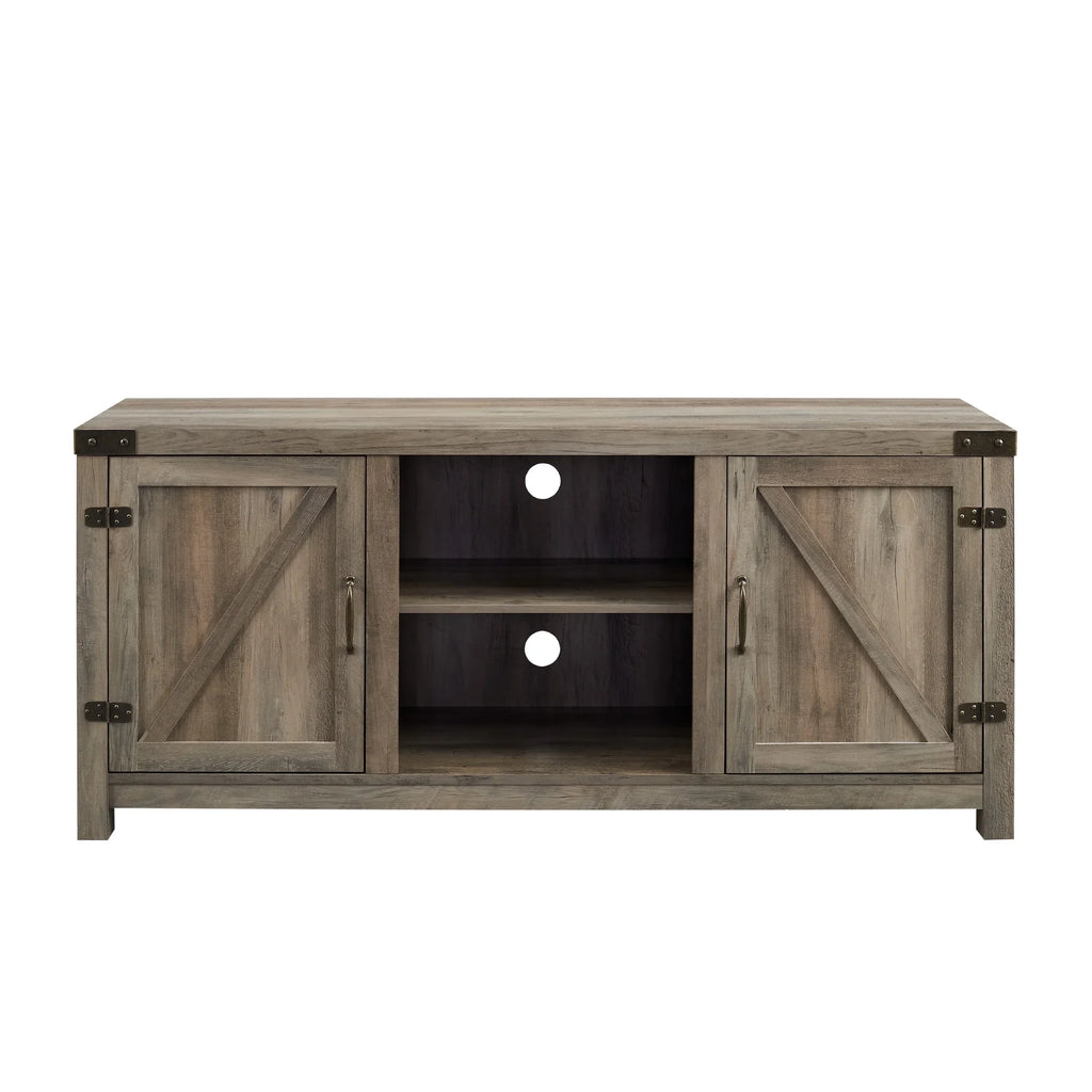 Walker Edison Modern Farmhouse Barn Door TV Stand for TVs up to 65", Grey Wash