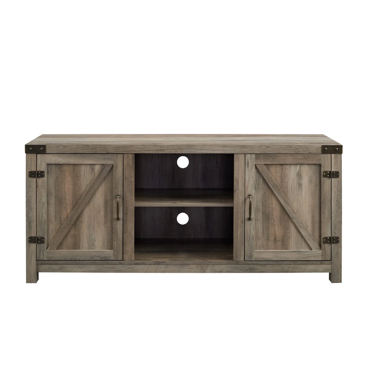 Walker Edison Modern Farmhouse Barn Door TV Stand for TVs up to 65", Grey Wash