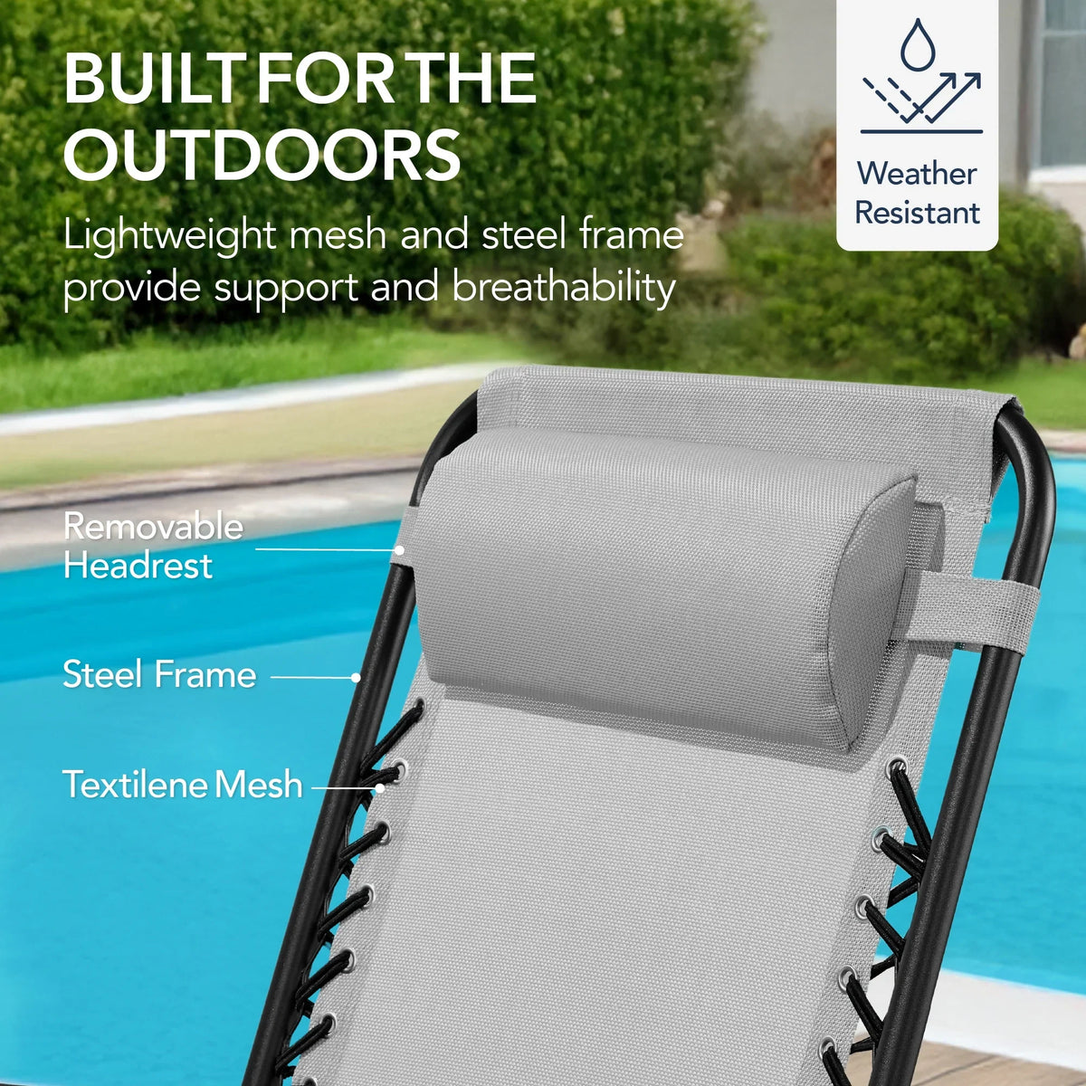 Best Choice Products Folding Outdoor Zero Gravity Rocking Lounge Chair w/ Headrest Pillow - Black