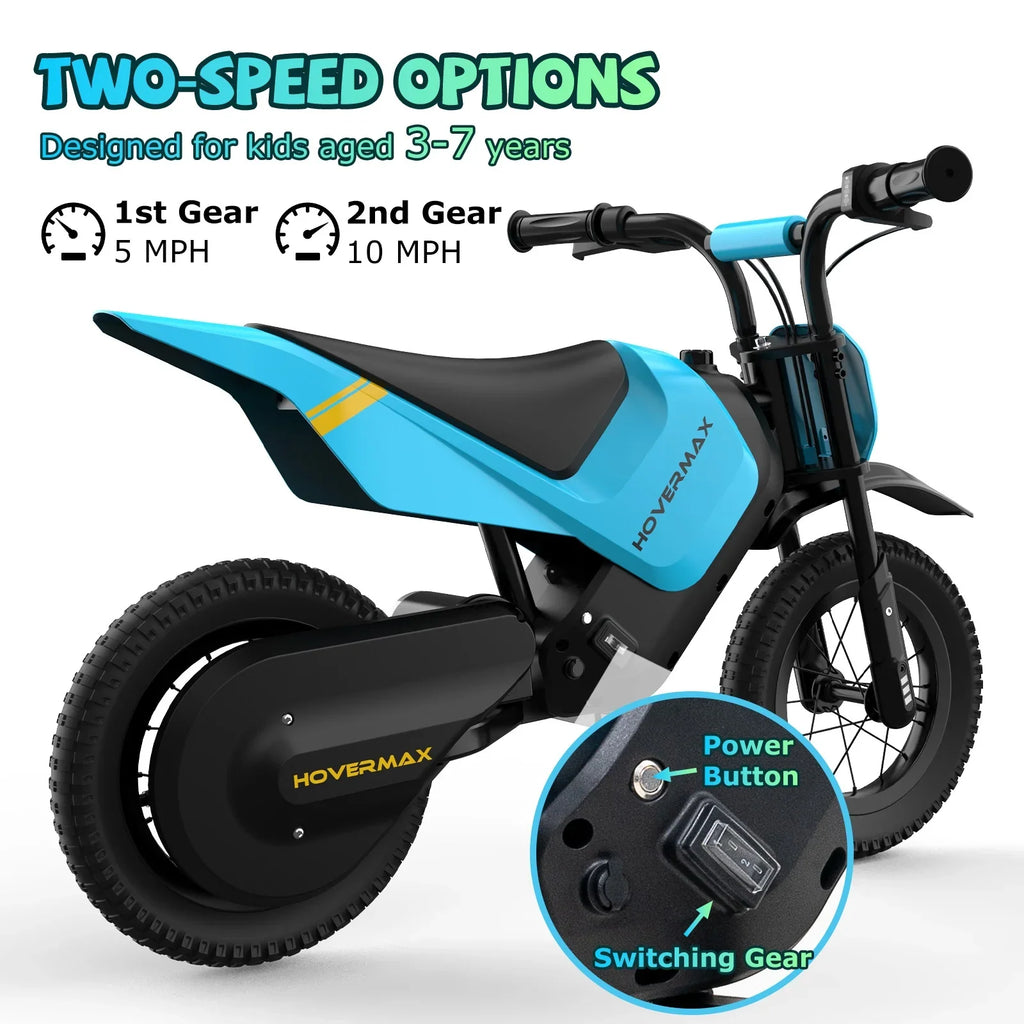 HOVERMAX Electric Dirt Bike, 150W Electric Motorcycle 10MPH Max Speed, Ride On Toys motocross for Kids