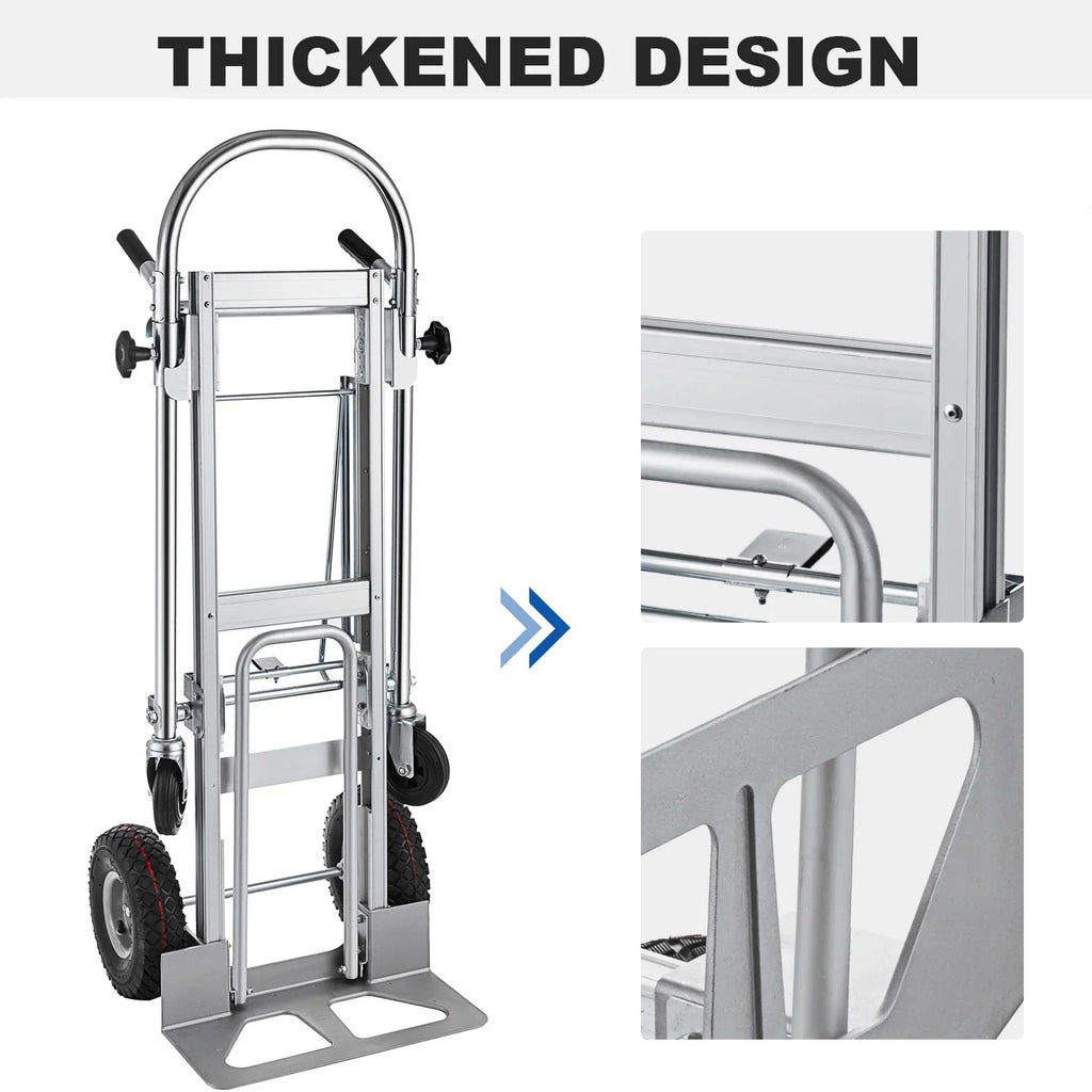 SHZOND 3 in 1 Convertible Hand Truck 1000 LBS Weight Capacity Heavy Duty Hand Truck Durable Aluminum and Steel Construction 4 Wheels Hand Truck Dolly