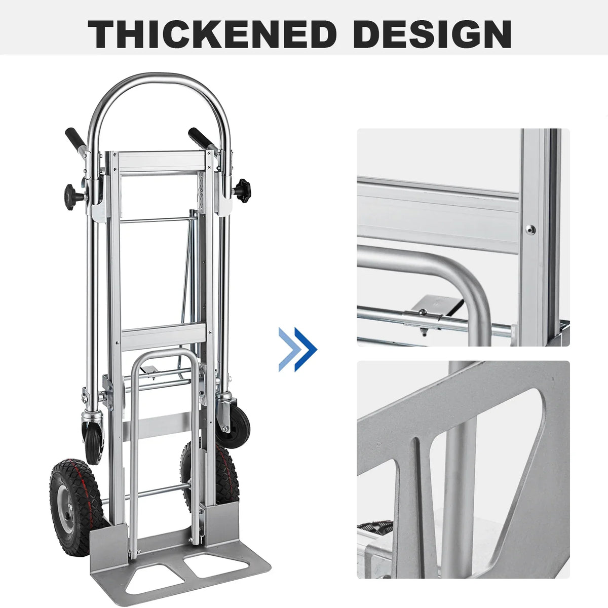SHZOND 3 in 1 Convertible Hand Truck 1000 LBS Weight Capacity Heavy Duty Hand Truck Durable Aluminum and Steel Construction 4 Wheels Hand Truck Dolly