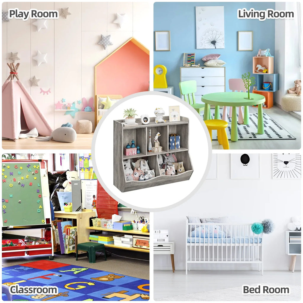 Kids Bookshelf and Bookcase Toy Storage Multi Shelf with Cubby Organizer Cabinet for Boys Girls,for Children Playroom Hallway Kindergarten School (White)