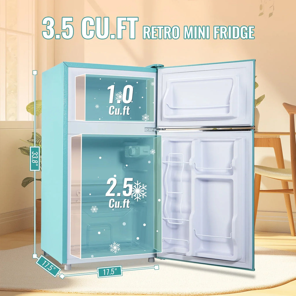 TACOOL Refrigerator with Top Freezer 3.5Cu.ft Two Door Small Mini Fridge with Extra Drink Space for Home Office Dorm Red