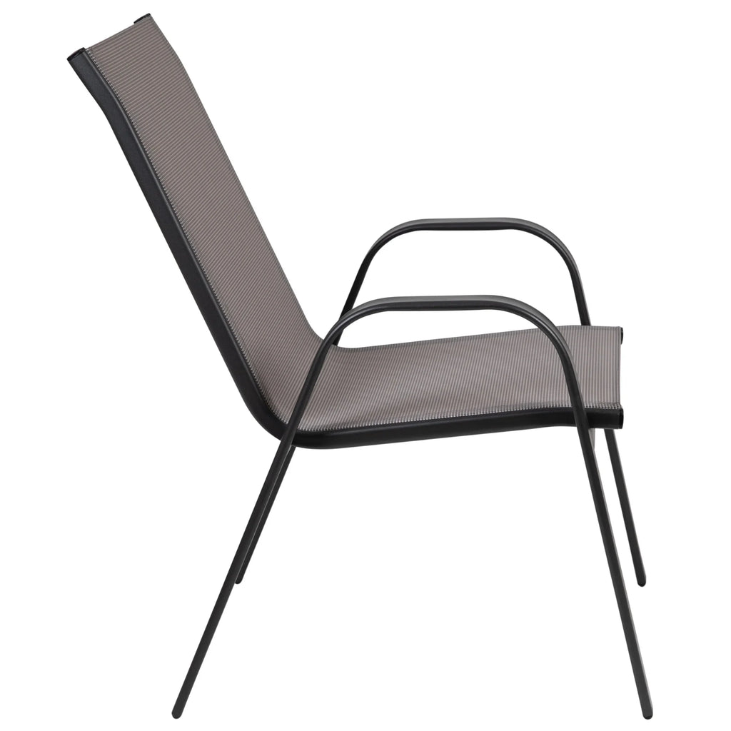 Flash Furniture Flash Furniture Brazos Series Outdoor Stackable Patio Chairs for Adults, Set of 4, Black