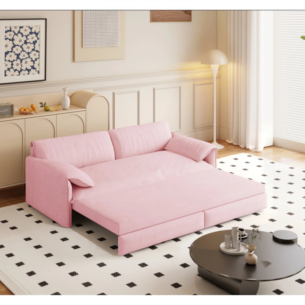 66" Queen Pull Out Sofa Bed, 3-in-1 Convertible Sleeper Sofa with Side Storage,Multi-Functional Velvet Loveseat Bed for Living Room,Bedroom