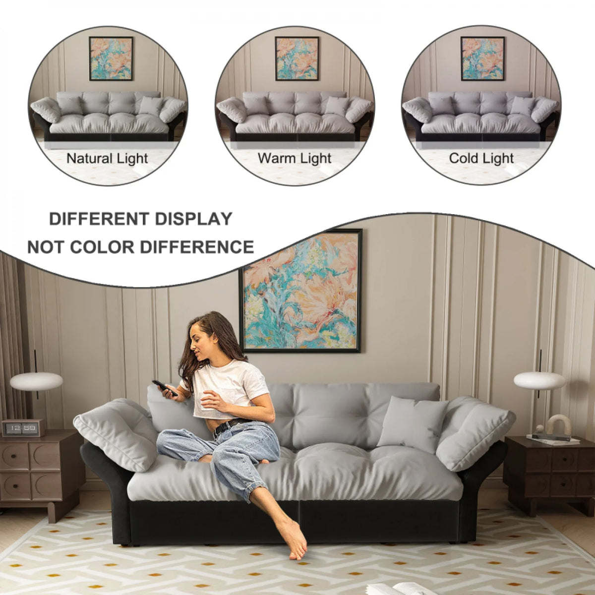 66" Queen Pull Out Sofa Bed, 3-in-1 Convertible Sleeper Sofa with Side Storage,Multi-Functional Velvet Loveseat Bed for Living Room,Bedroom