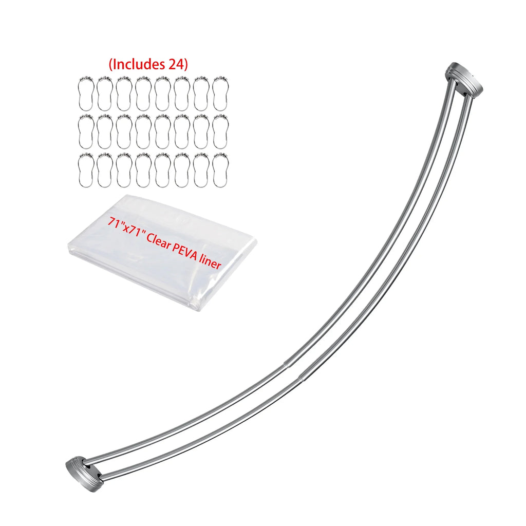 Utopia Alley Rustproof Wall Mounted Aluminum Double Curved Shower Curtain Rod, Screw Mount Rod, Secure Than Tension, Adjustable Shower Rod from 45" to 72", Includes shower liner & hooks (Bronze)