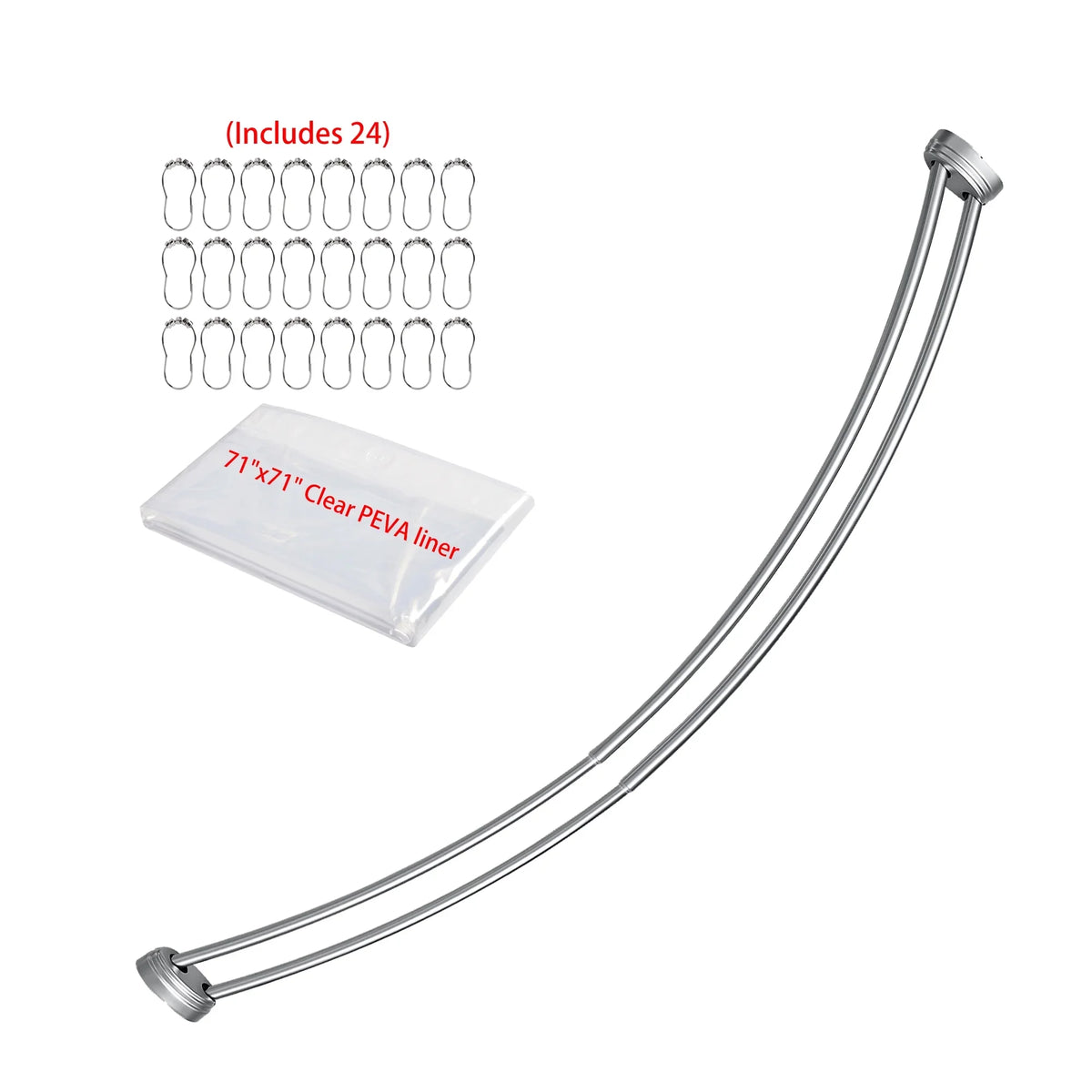 Utopia Alley Rustproof Wall Mounted Aluminum Double Curved Shower Curtain Rod, Screw Mount Rod, Secure Than Tension, Adjustable Shower Rod from 45" to 72", Includes shower liner & hooks (Bronze)