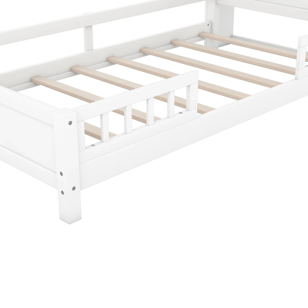 Euroco Wood Twin Size Platform Bed with Storage Headboard, Shelves and LED Light for Kids, Gray