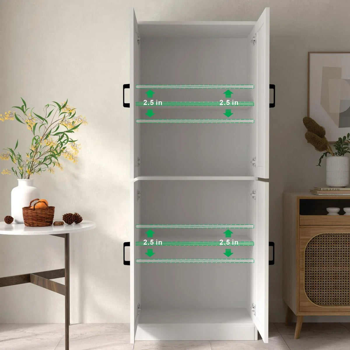 DIYART White Kitchen Pantry Cabinet, 71" Tall Kitchen Storage Cabinet with doors, Kitchen Pantry Hutch with Storage for Kitchen, Dining Room