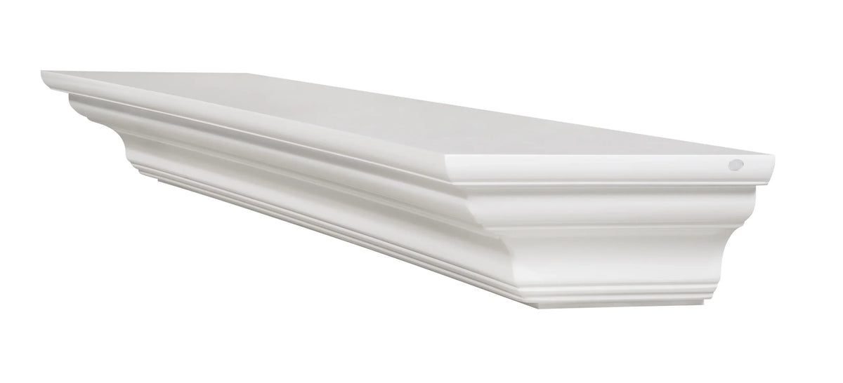 Clean, Sophisticated Premium White MDF Mantel Shelf, 48"L x 10"D x 5"H, Crisp White Paint