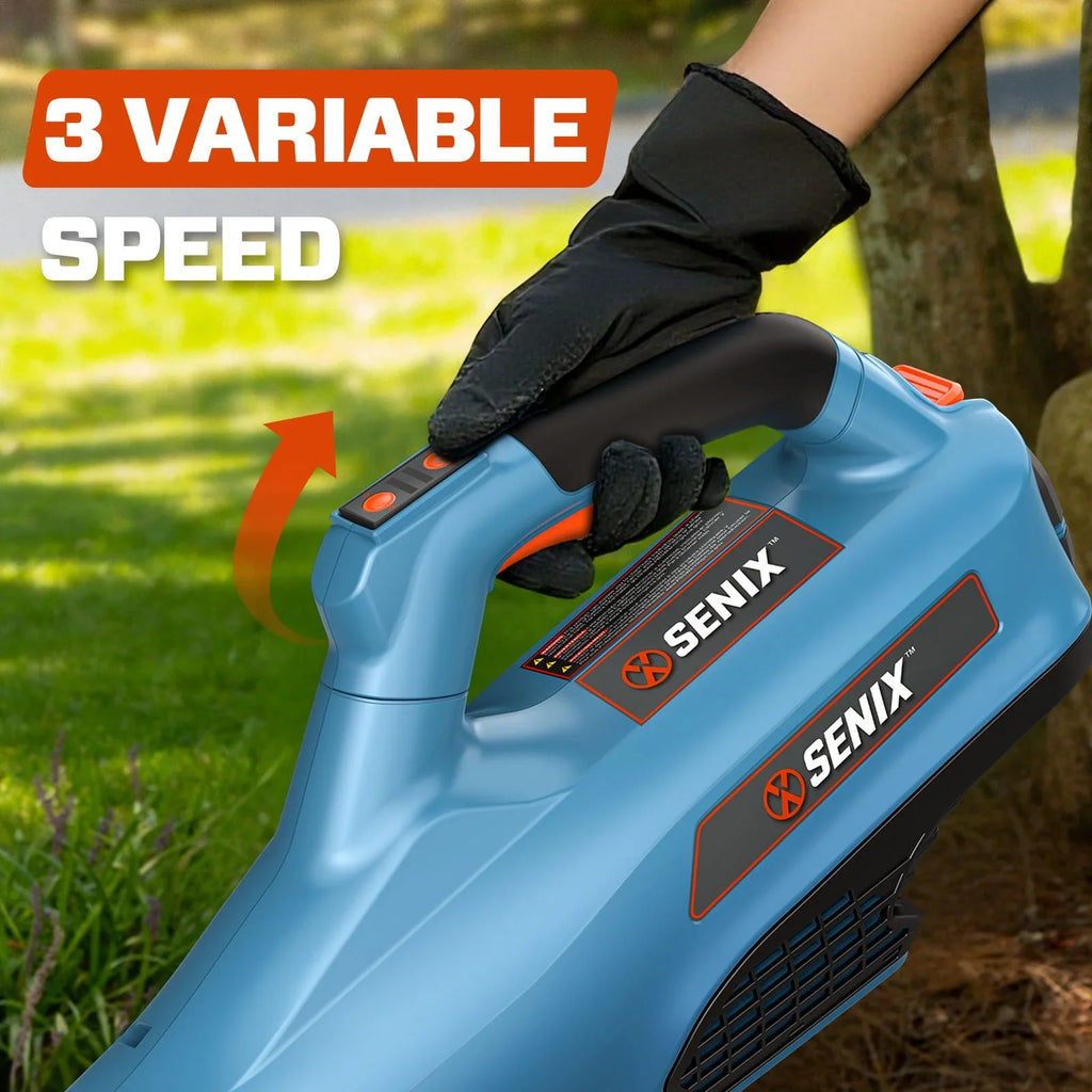 SENIX X6 60V Max* Brushless Cordless Leaf Blower with 4.0 Ah Battery and Charger, Variable Speed Up to 810CFM 170MPH, BLAX6-M1