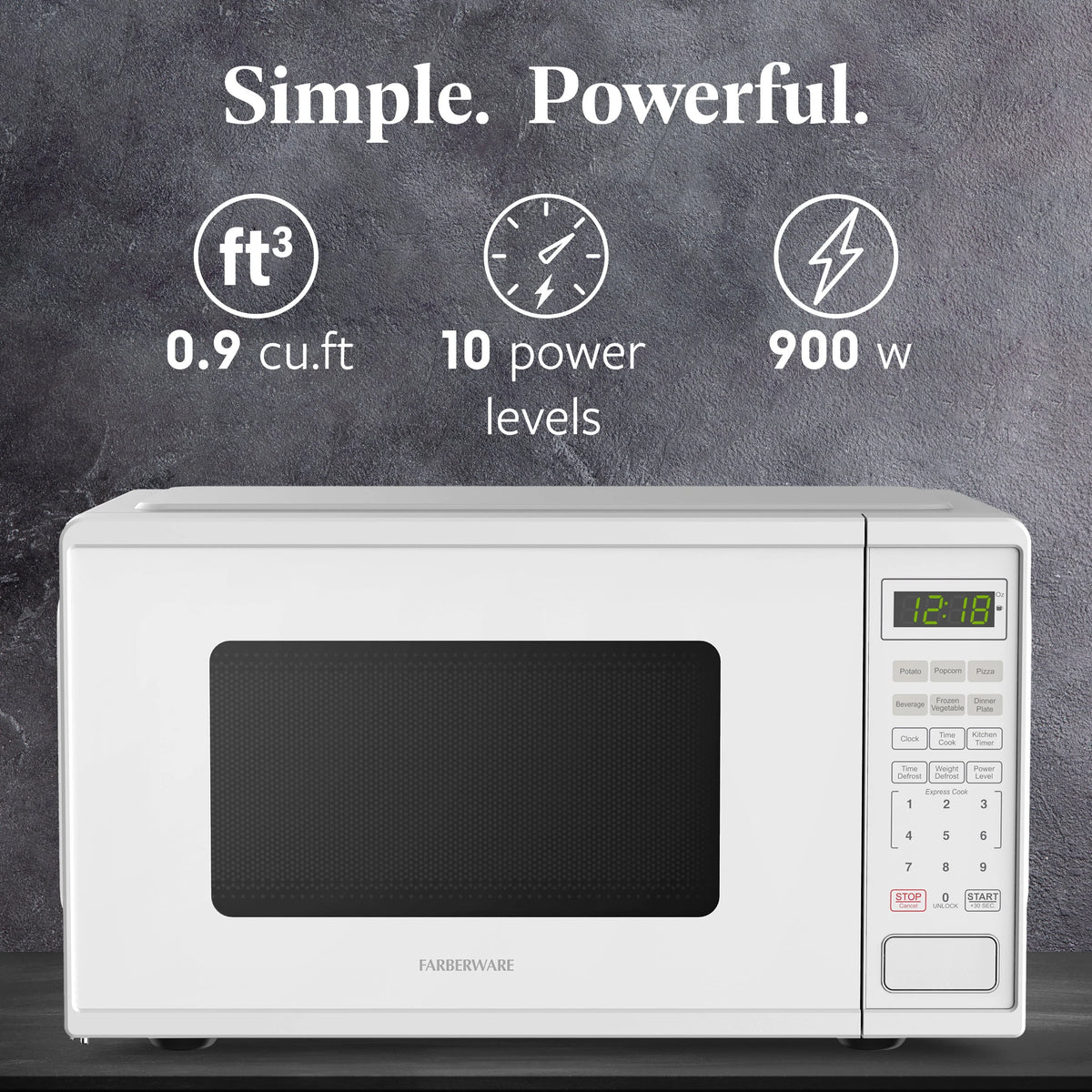 Farberware Countertop Microwave Ov 1100 Watts, 2.2 cu ft - Smart Sensor With LED Lighting and Child Lock - Perfect for Apartments and Dorms - Easy Clean Black Interior, Stainless Steel