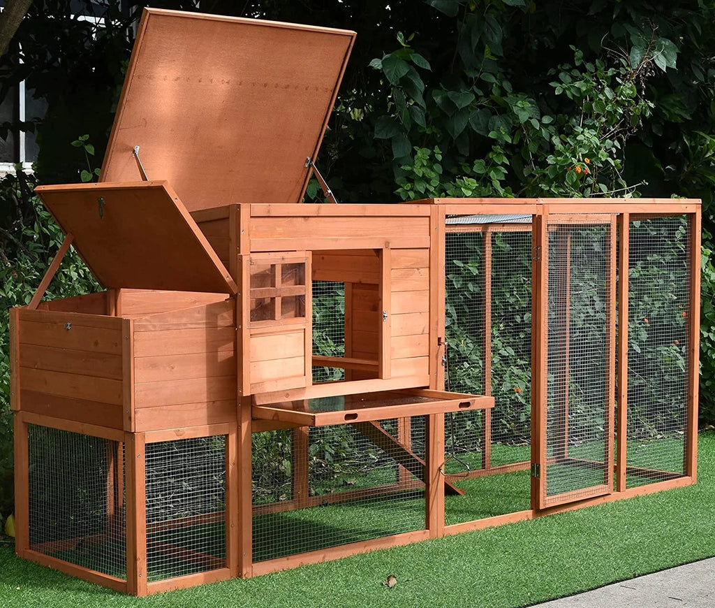 98" Backyard Wood Chicken Coop 2-4 Large Chickens Hen House Run with Nesting Box