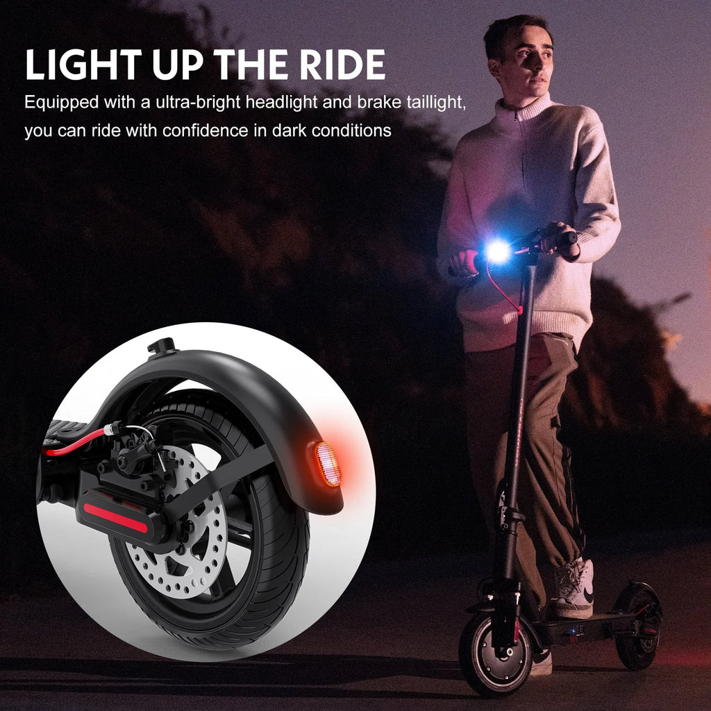 HOVERMAX Electric Scooter 350W Motor Up to 18.6 MPH & 19 Miles, 8.5'' Solid Tires Adults Electric Scooter with APP Control, Foldable and Commute