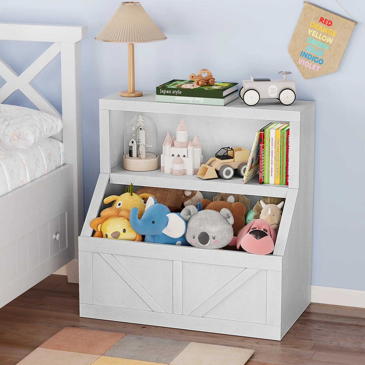 AOILE Kids Bookshelf and Toy Storage - Wooden Toddler Bookcase Cabinet with Large Cubbies for Playroom, Bedroom, Nursery, Classroom, School, Kindergarten, and Daycare