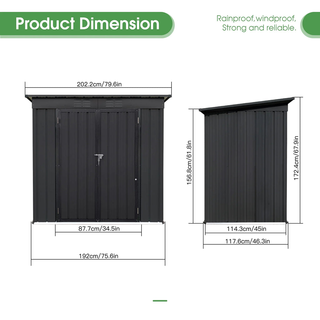 Aukfa Outdoor Storage Shed, 5 X 4 FT Metal Garden Shed, Waterproof Tool Shed for Backyard Patio, Brown