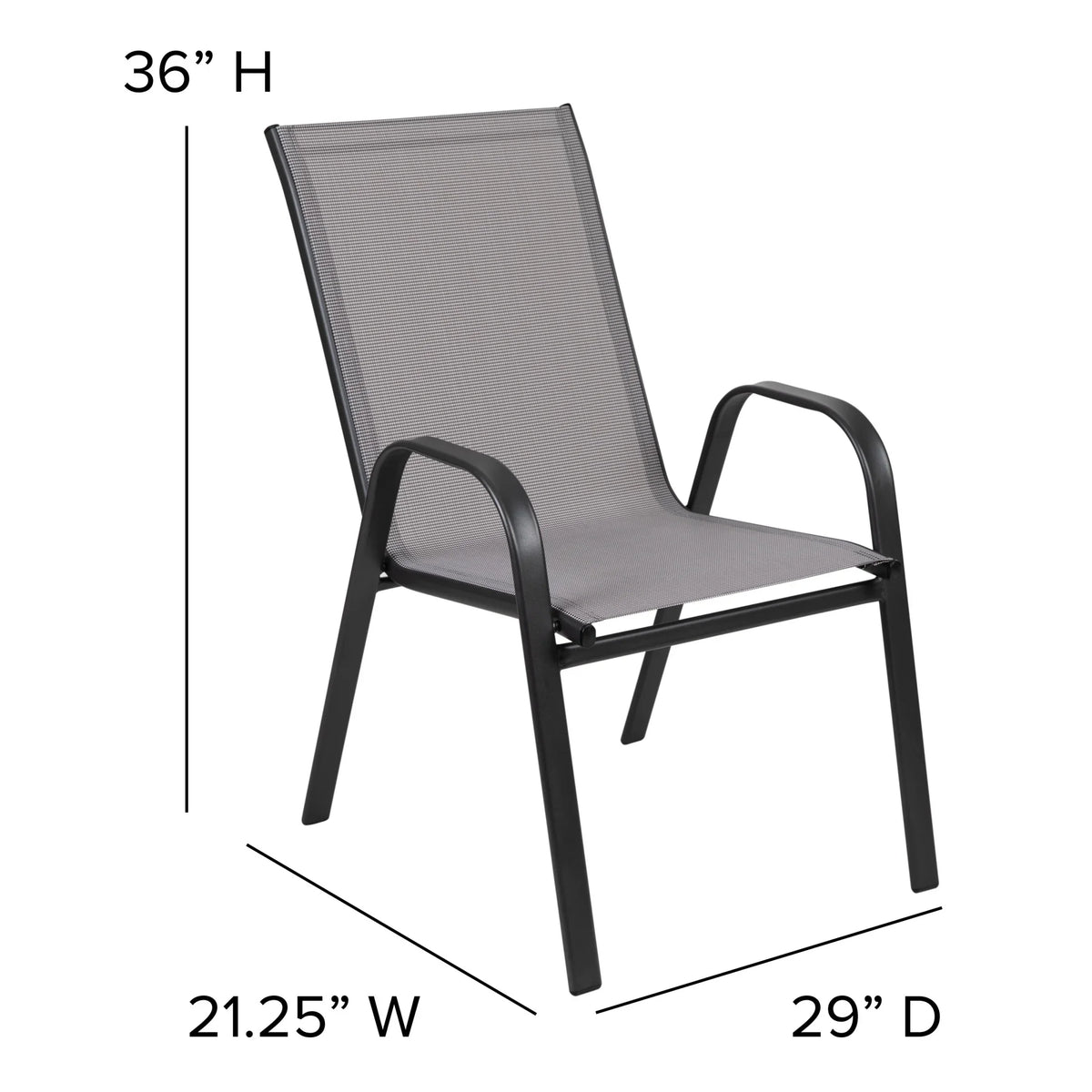 Flash Furniture Flash Furniture Brazos Series Outdoor Stackable Patio Chairs for Adults, Set of 4, Black