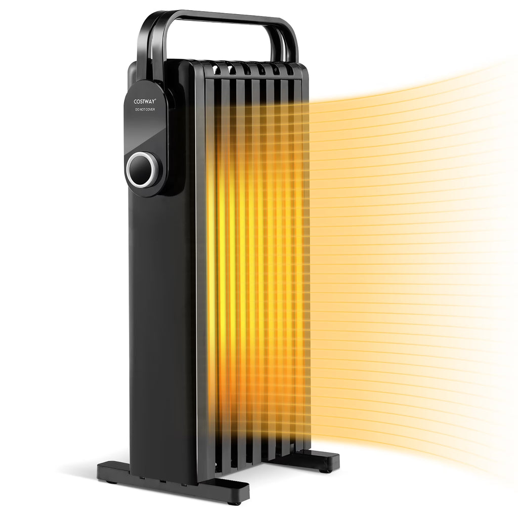 Costway 1500W Electric Space Heater Oil Filled Radiator Heater W/ Foldable Rack White