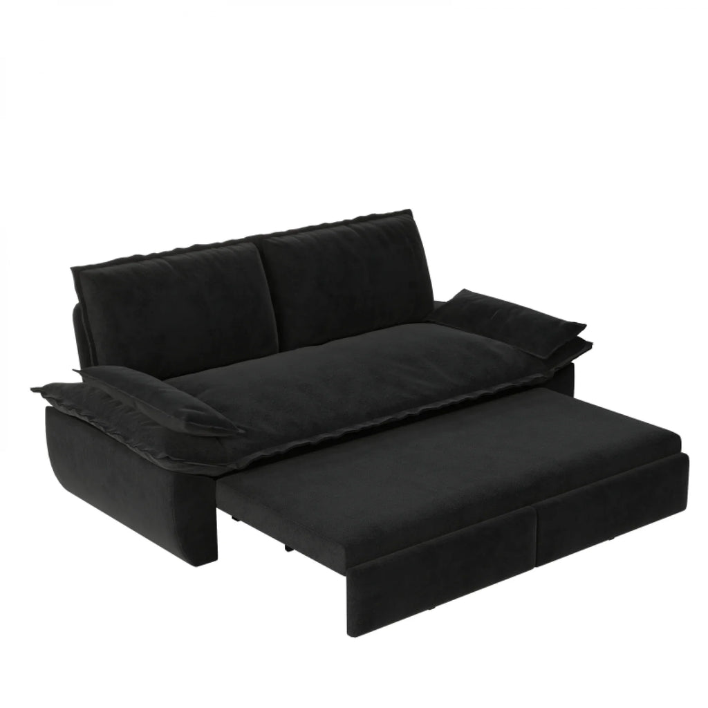 66" Queen Pull Out Sofa Bed, 3-in-1 Convertible Sleeper Sofa with Side Storage,Multi-Functional Velvet Loveseat Bed for Living Room,Bedroom
