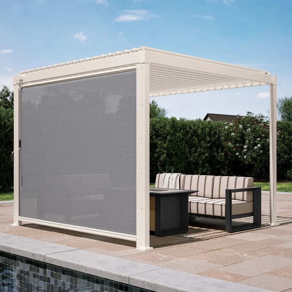 Mirador 111S Pergola Accessories, 1/3 10' Side Aluminum Deco Wall Screen, Charcoal (Not Pergola)