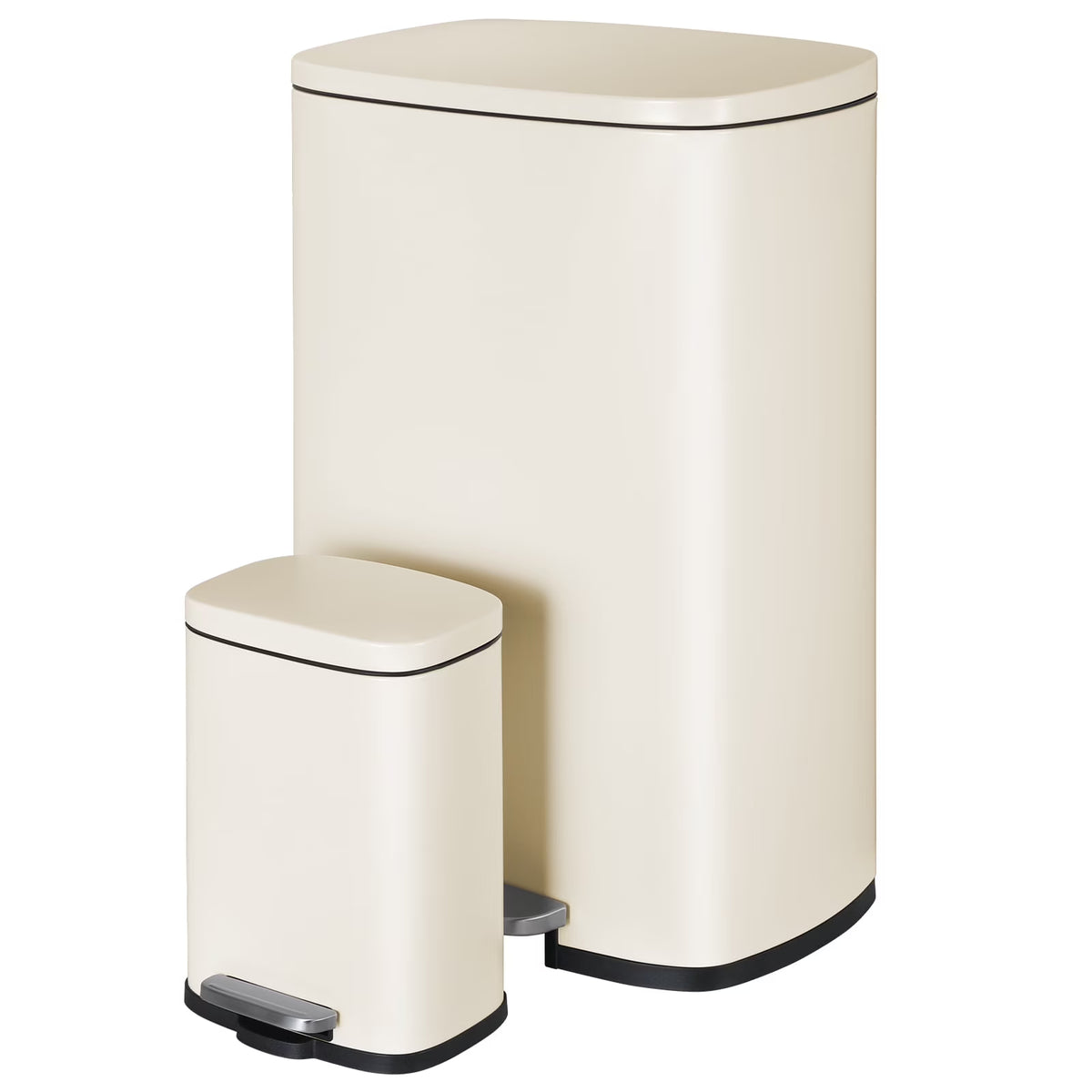 Arlopu Step Trash Can Combo Set, 13.2 Gallon & 1.3 Gallon, Stainless Steel Garbage Bin with Foot Pedal for Kitchen, Home, Office, Soft-Close Lid