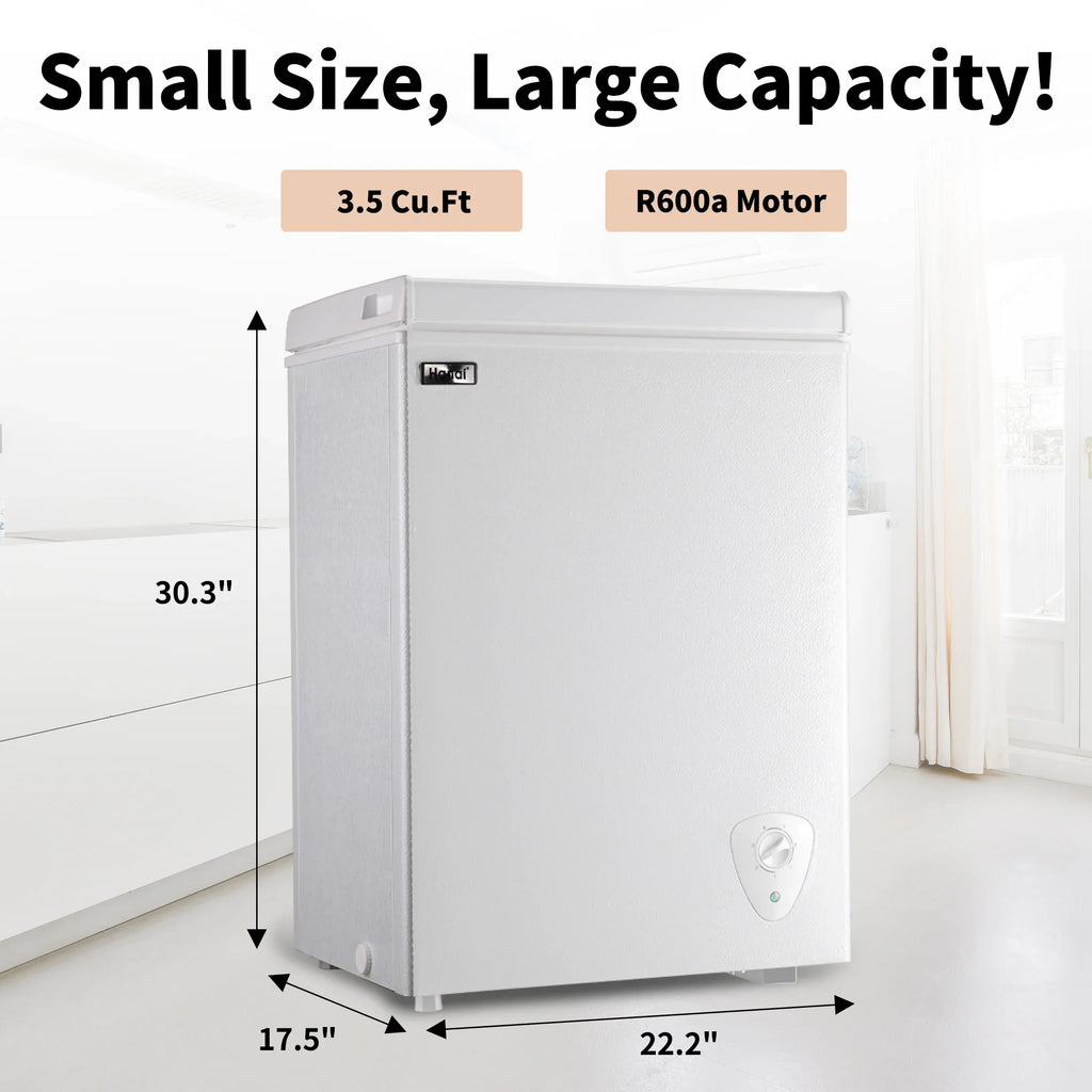 WANAI Chest Freezer 3.5 Cu.ft, Deep Freezer with Top Open Door,White