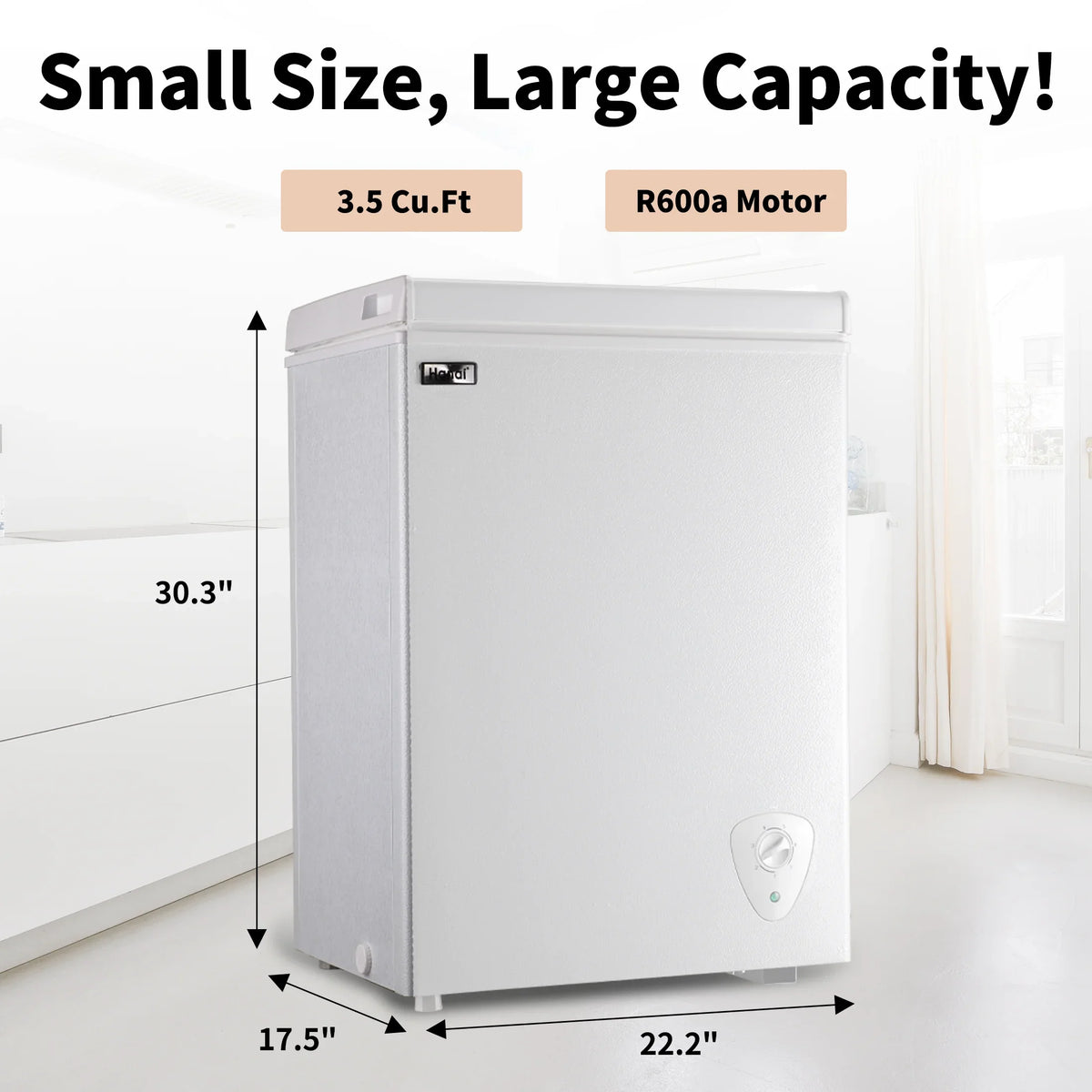 WANAI Chest Freezer 3.5 Cu.ft, Deep Freezer with Top Open Door,White