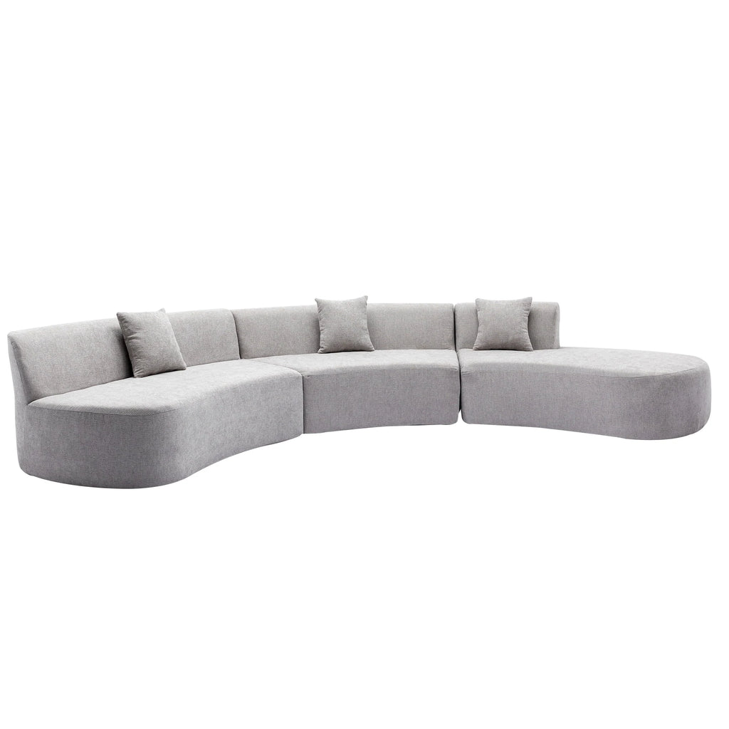 Harper & Bright Designs Modern Curved Floor Sofa Set, Modular Sectional Sponge Couch for Living Room, 2 PC Free Combination No Assembly Foam-Filled Sofa, Beige