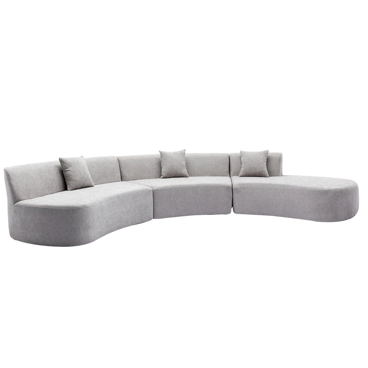Harper & Bright Designs Modern Curved Floor Sofa Set, Modular Sectional Sponge Couch for Living Room, 2 PC Free Combination No Assembly Foam-Filled Sofa, Beige