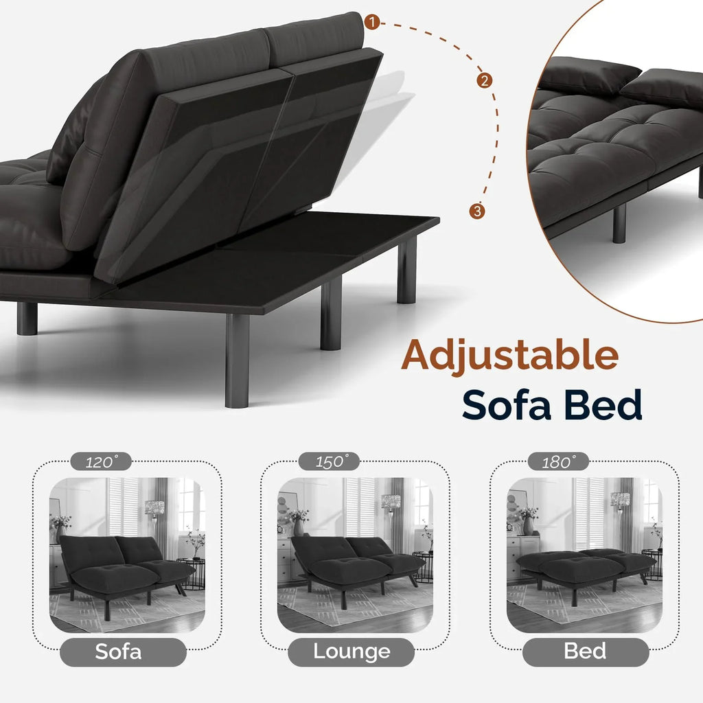 70"" Convertible Futon Sofa Bed Folding Bed Sleeper Couch for Living Room, Small Space or Office, Light Grey