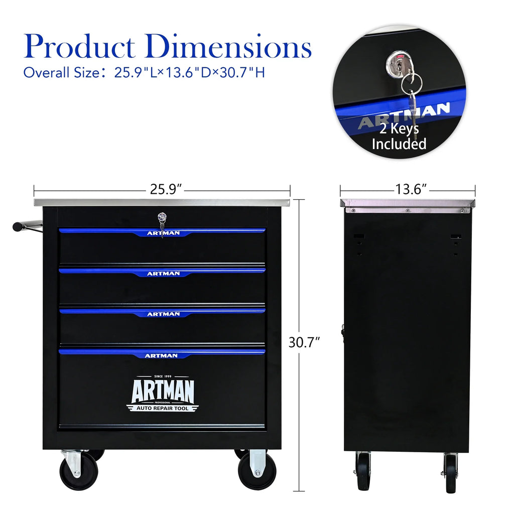 ARTMAN 6-Drawer Tool Storage Chest with Lockable Wheel,6 Drawer Tool Storage Cabinet for Garage, Warehouse, Repair Shop