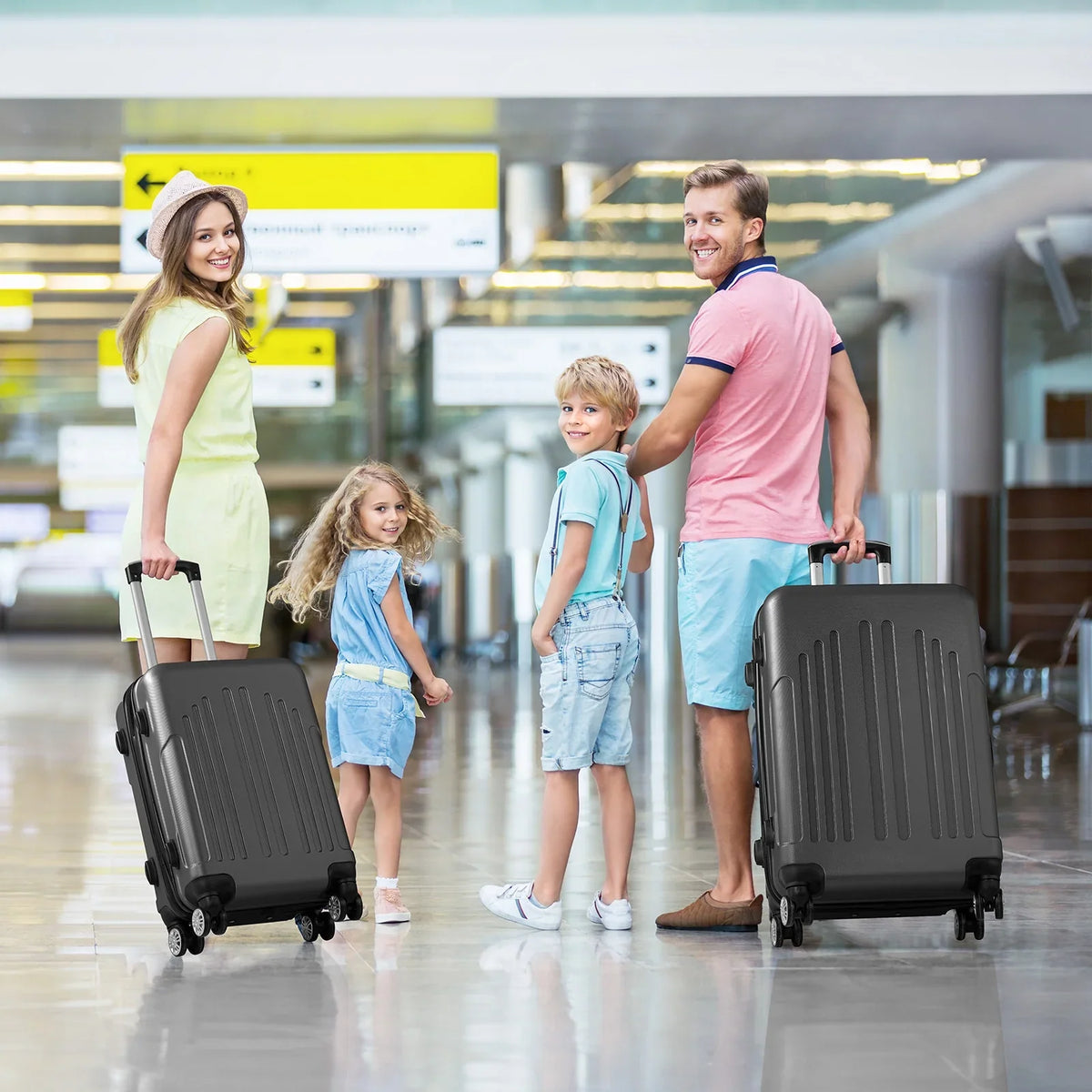 Red 3-Piece Hardshell Spinner Luggage Set (20in, 24in, 28in) - Large ABS Suitcase Set with 8 Wheels, Lightweight & Durable for Travel