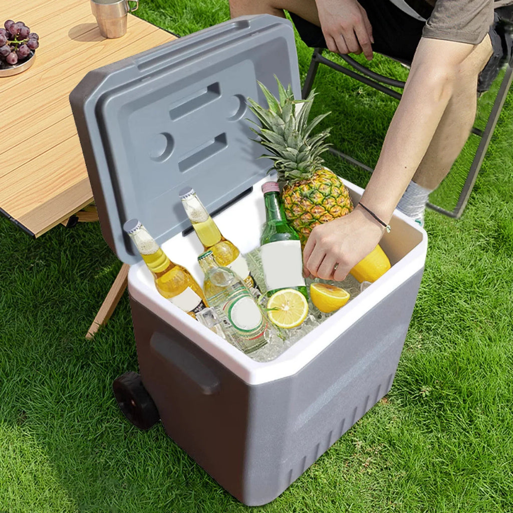 Hard Ice Chest Cooler With Wheels And Handle Portable Wheeled Coolers To Keep Food Fresh Or Drinks Insulated Container Classic Outdoor Storage