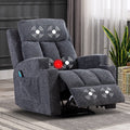 Bonzy Home Heated Manual Massage Recliner with Cup Holder Padded Breathable Fabric Recliner, Home Theater Seating"Navy