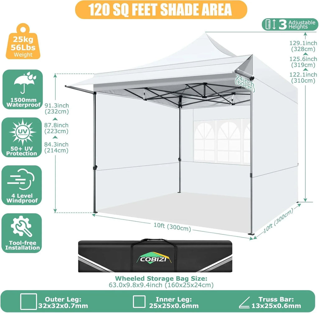 SANOPY 10x20 FT Pop Up Canopy Tent with Awning,Heavy Duty Canopy UPF 50+ All Season Wind Waterproof Commercial Outdoor Street Vendors Party Tents for Parties Canopy with Roller Bag