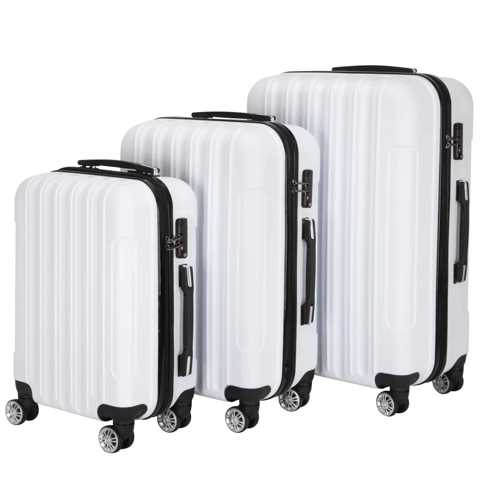 Red 3-Piece Hardshell Spinner Luggage Set (20in, 24in, 28in) - Large ABS Suitcase Set with 8 Wheels, Lightweight & Durable for Travel