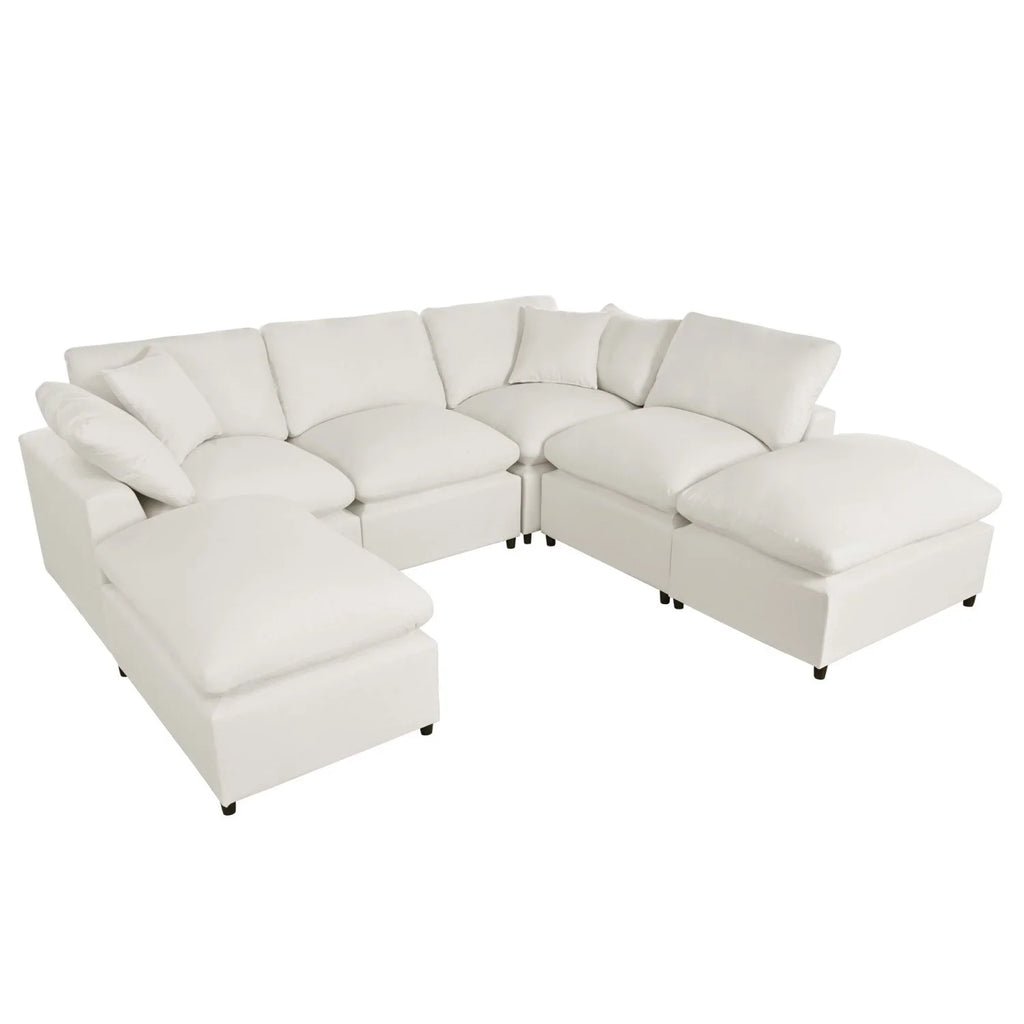 Harper & Bright Designs Convertible Modular Sectional Sofa with 2 Removable Ottomans & Pillows, Large U Shape Cloud Couch with Reversible Chaise for Living Room, Grey