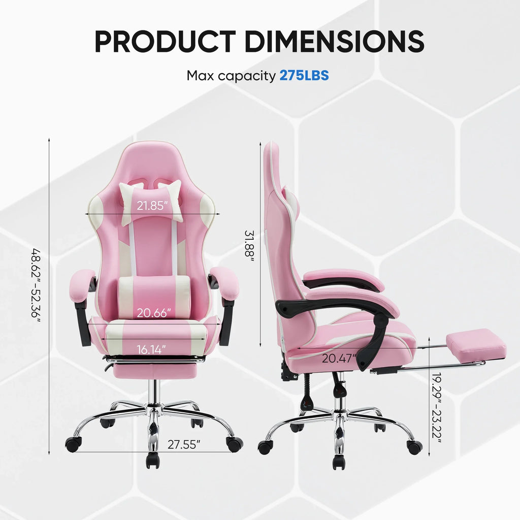 MCQ Ergonomic Swivel Gaming Chair with Headrest Lumbar Support for Home Office, Black and Grey