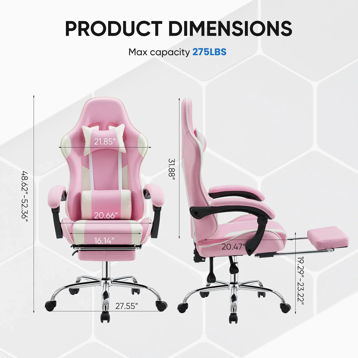 MCQ Ergonomic Swivel Gaming Chair with Headrest Lumbar Support for Home Office, Black and Grey