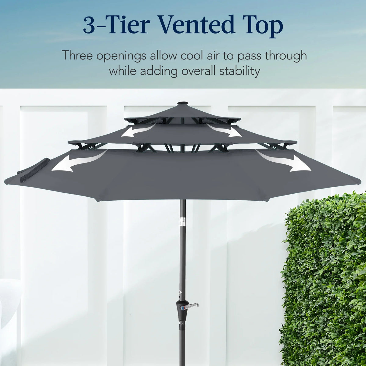 Best Choice Products 10ft 3-Tier Patio Umbrella, Market Sun Shade w/ Tilt Adjustment, Easy Crank - Red
